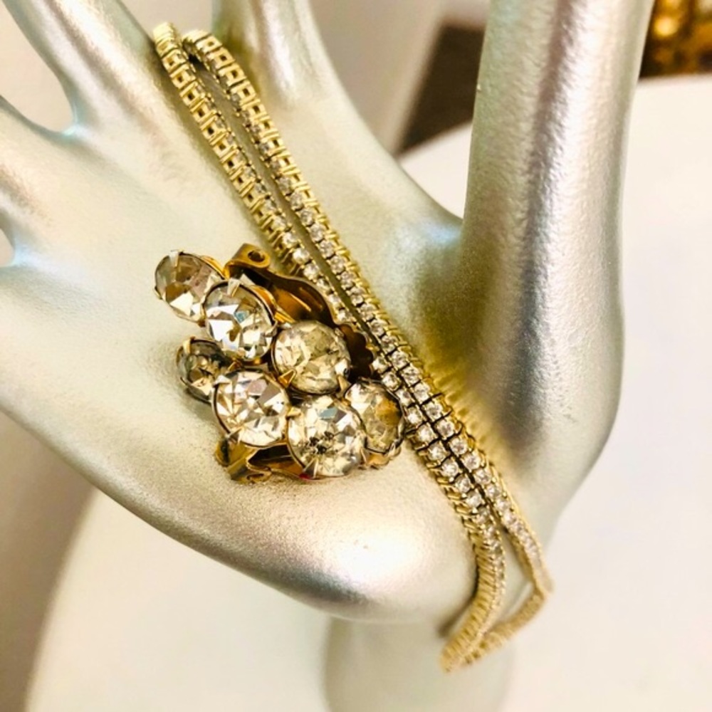 Vintage Rhinestone Necklace & Earrings